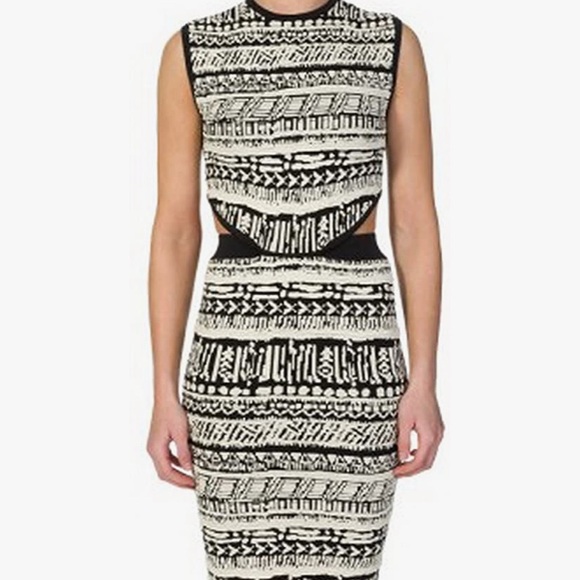 Ronny Kobo Leasha Cut Out Knit Dress Black/Ivory - Picture 5 of 6